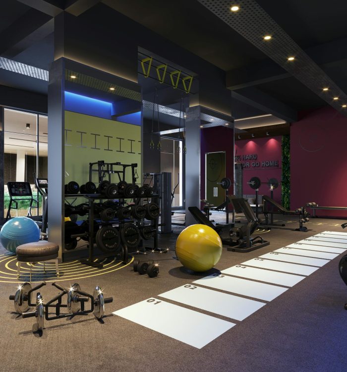Spacious gym interior showcasing equipment for exercise and fitness training.